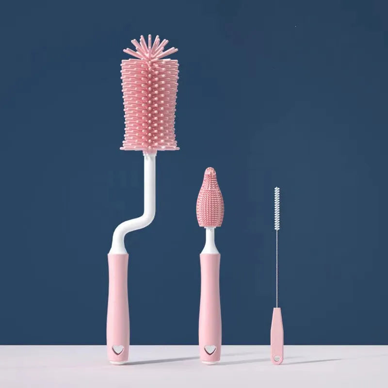 Kit de nettoyage en silicone à 360° | Brosse pour biberons, tétines et pailles