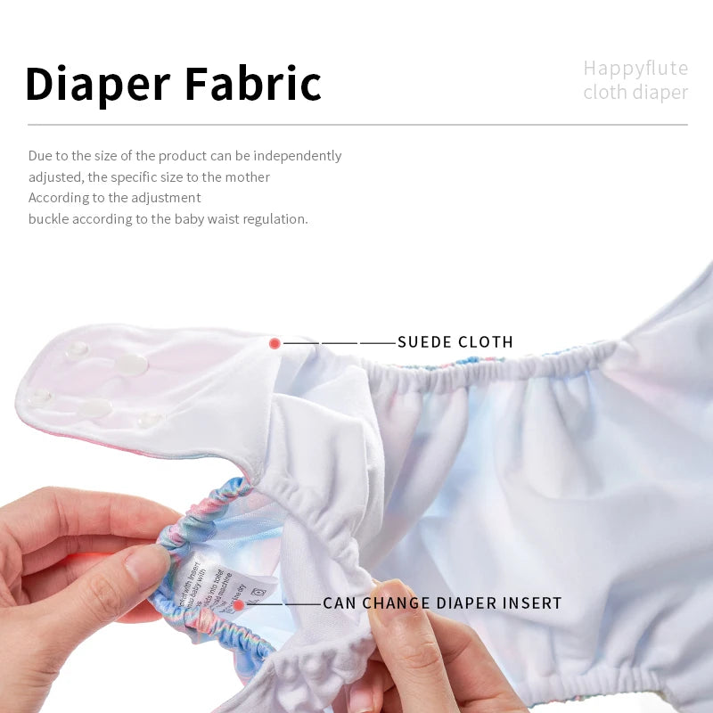 HappyFlute Reusable Diaper Set – 4 OS Pocket Diapers + 8 Inserts