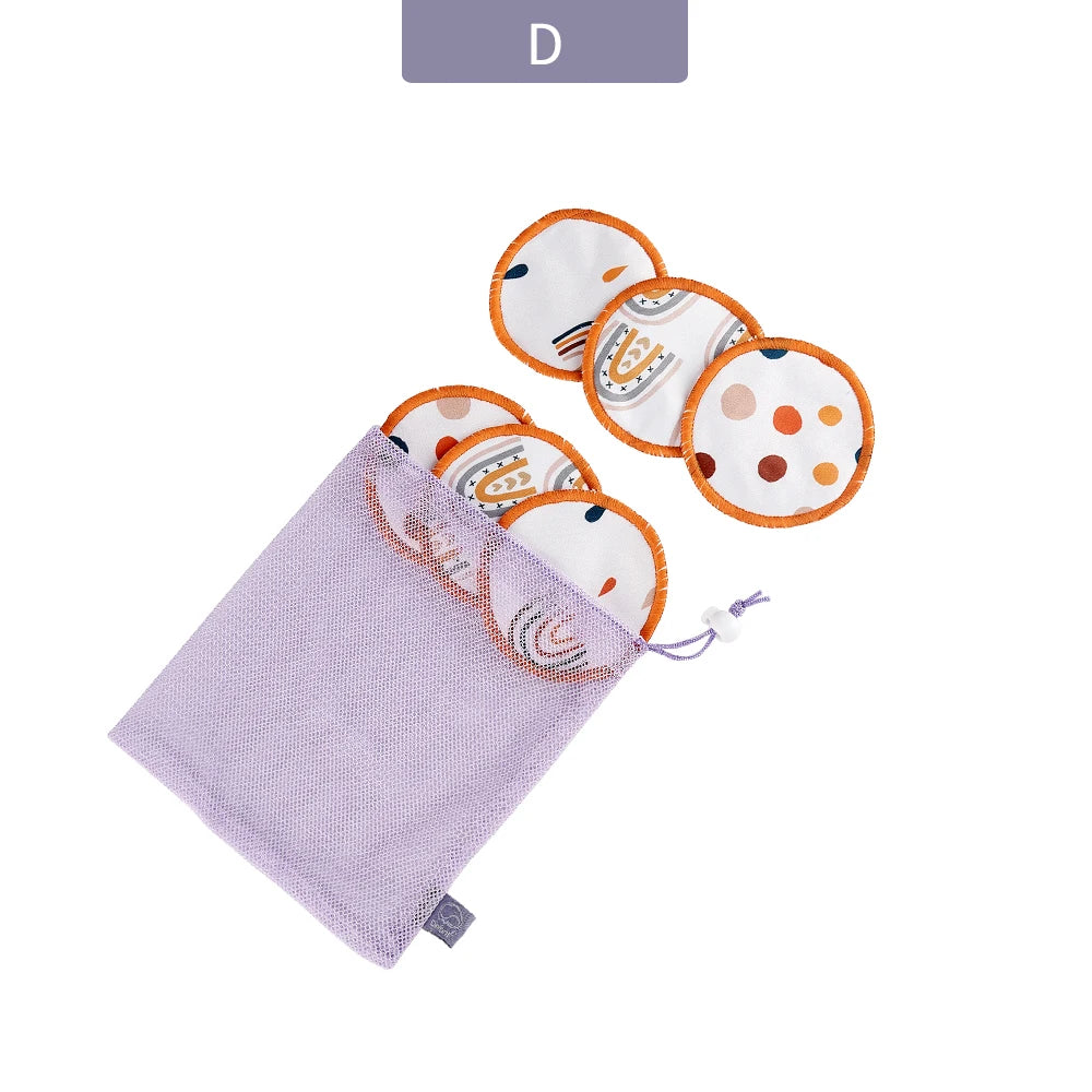 Elinfant Reusable Bamboo Breast Pads – 6pcs Washable Nursing Set with Bag