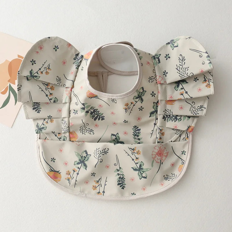 Soft PU Waterproof Baby Feeding Bib with Pocket – Easy Clean