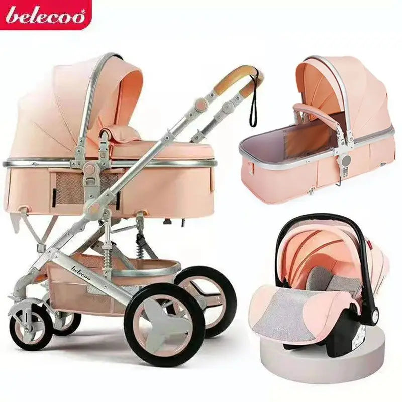 Luxurious Baby Stroller 3 in 1 Portable Travel Carriage Folding Prams