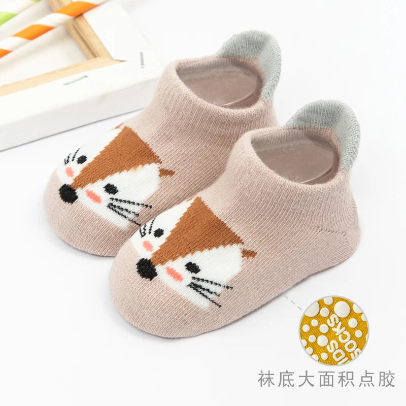 Chaussettes bébé antidérapantes mignonnes – Imprimé animal d'été