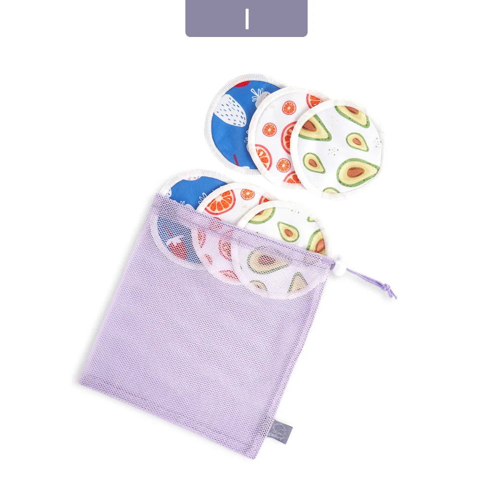 Elinfant Reusable Bamboo Breast Pads – 6pcs Washable Nursing Set with Bag