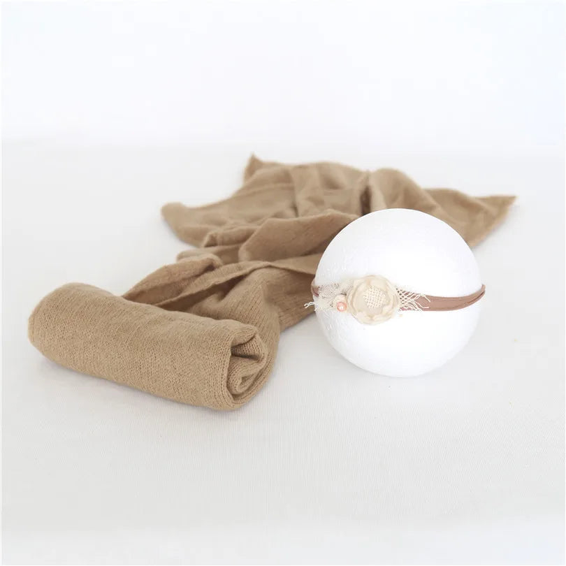 Vintage Newborn Knit Wrap and Bonnet Set for Photography Props