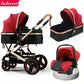 Luxurious Baby Stroller 3 in 1 Portable Travel Carriage Folding Prams