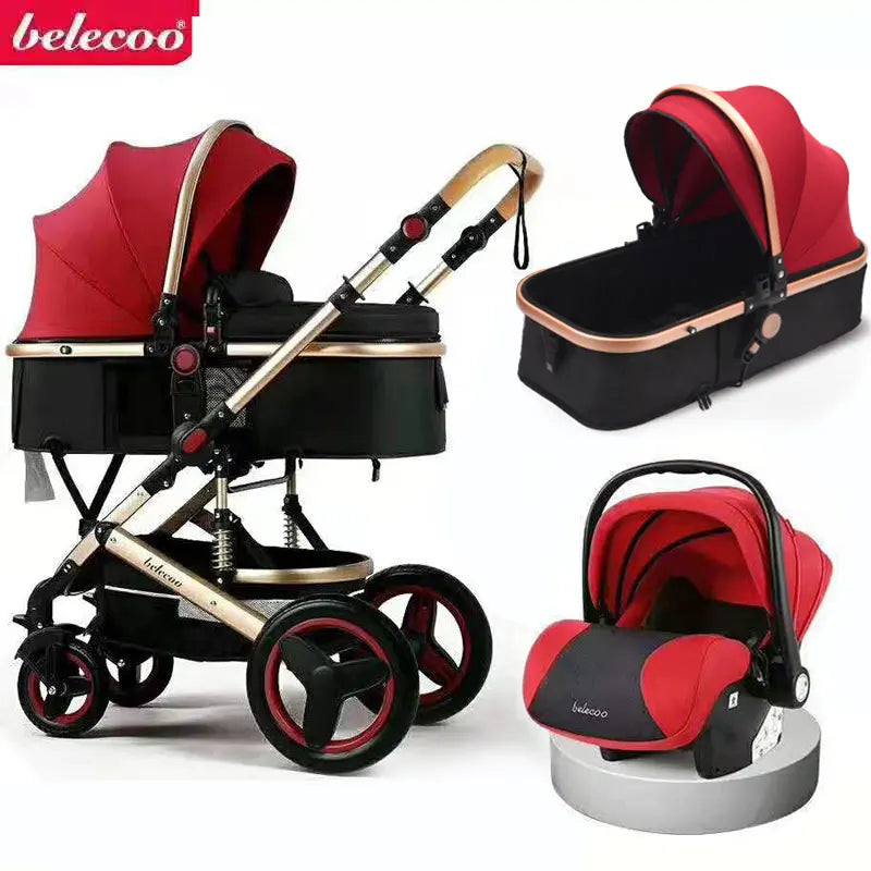 Luxurious Baby Stroller 3 in 1 Portable Travel Carriage Folding Prams