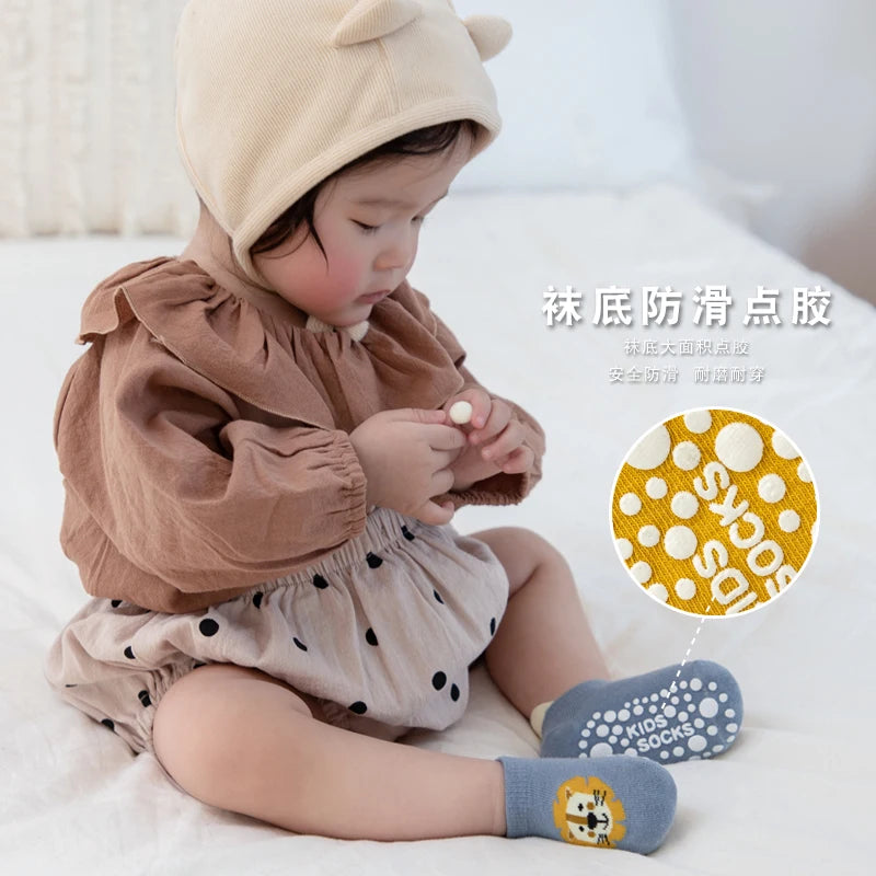 Chaussettes bébé antidérapantes mignonnes – Imprimé animal d'été