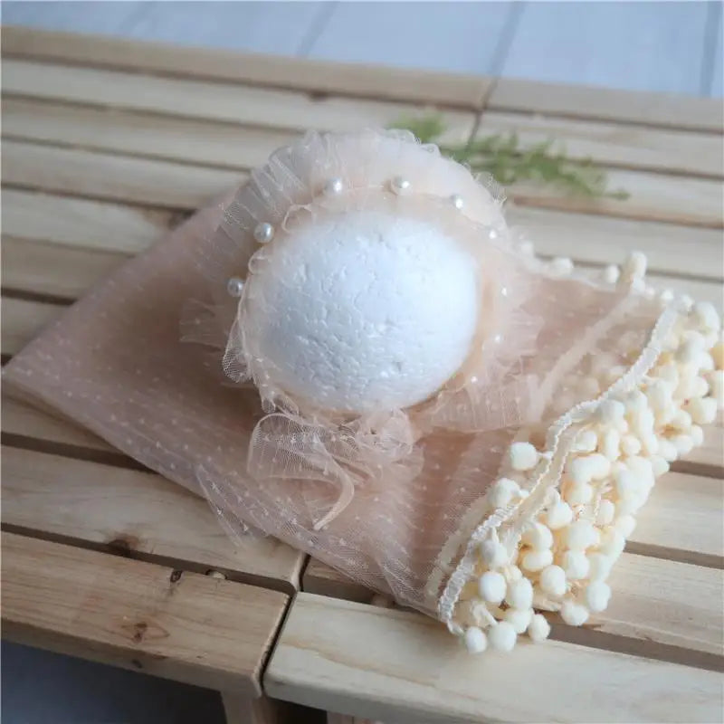 Vintage Newborn Knit Wrap and Bonnet Set for Photography Props