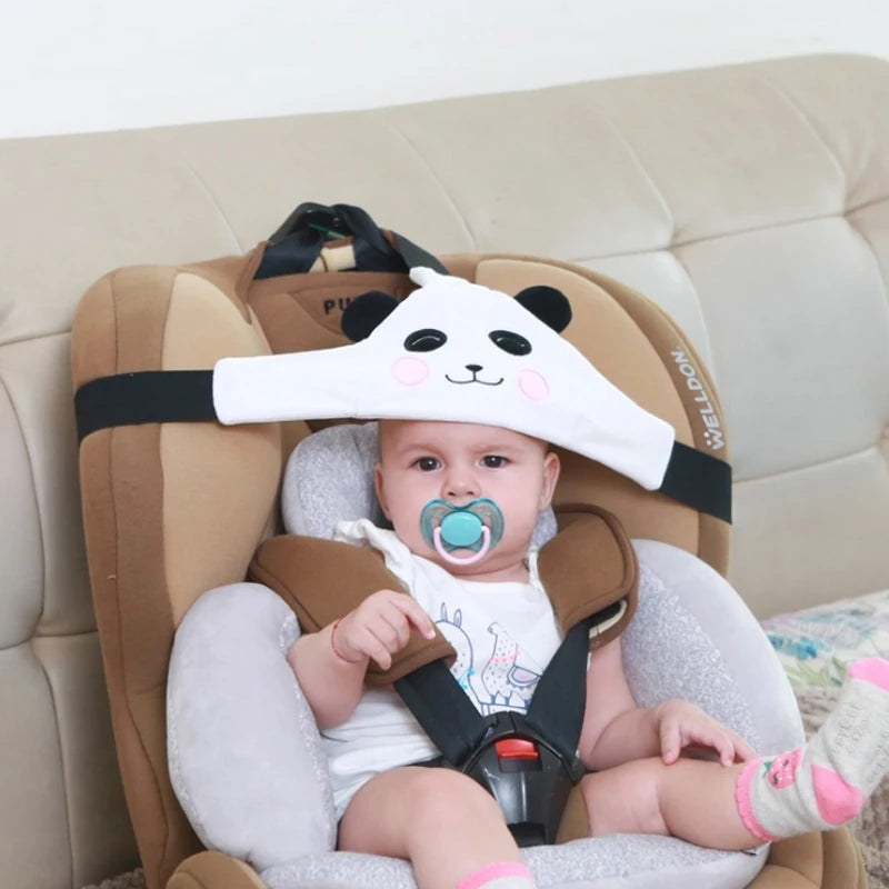 Cartoon Baby Car Pillow | Head Support & Adjustable Safety Belt