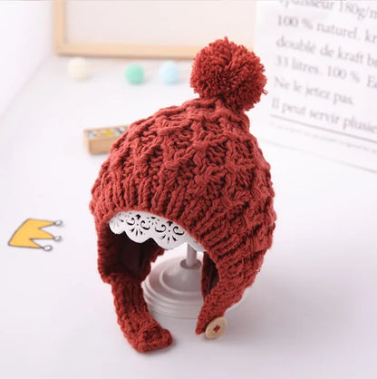 Soft Warm Solid Color Knitted Baby Hat for Boys and Girls Winter