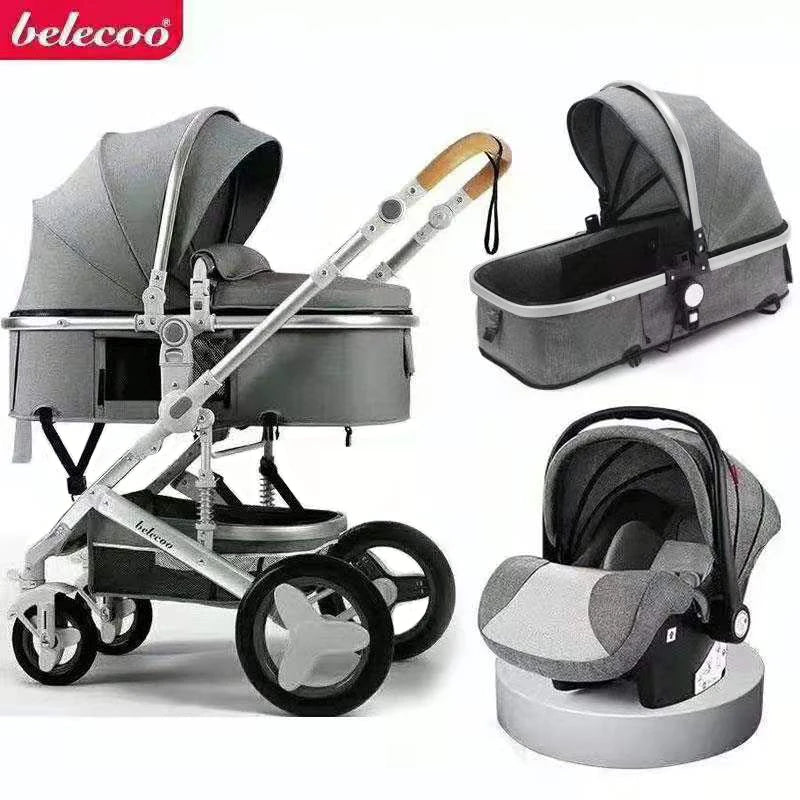 Luxurious Baby Stroller 3 in 1 Portable Travel Carriage Folding Prams