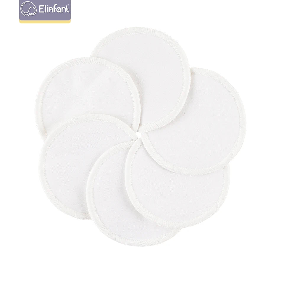 Elinfant Reusable Bamboo Breast Pads – 6pcs Washable Nursing Set with Bag
