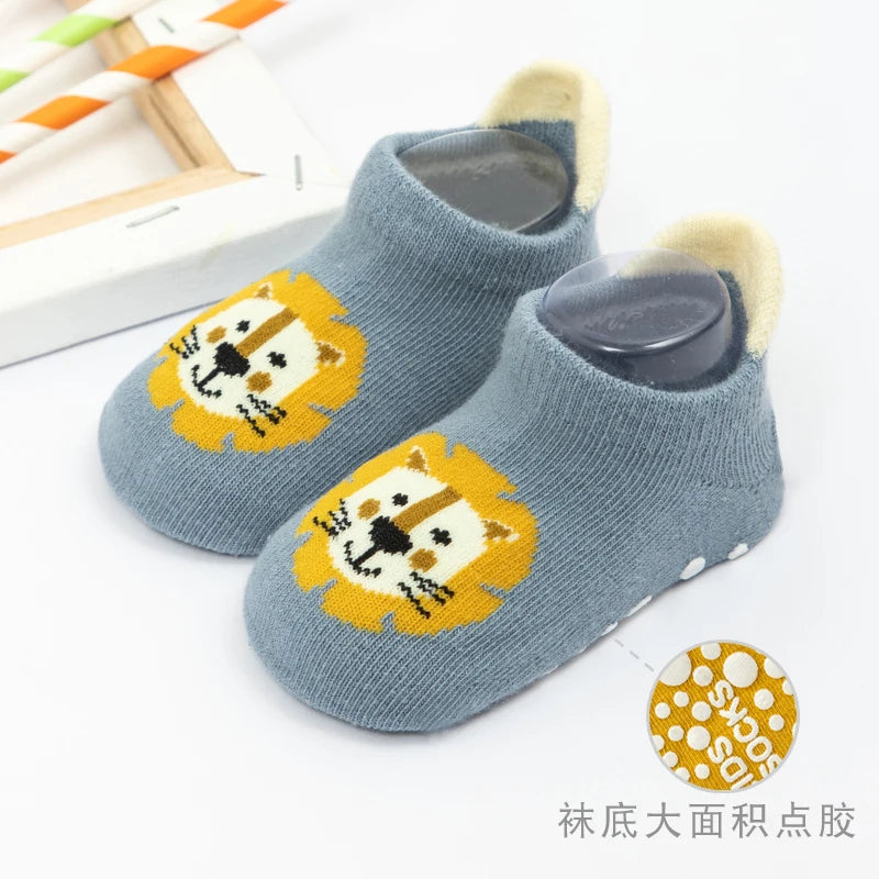 Chaussettes bébé antidérapantes mignonnes – Imprimé animal d'été