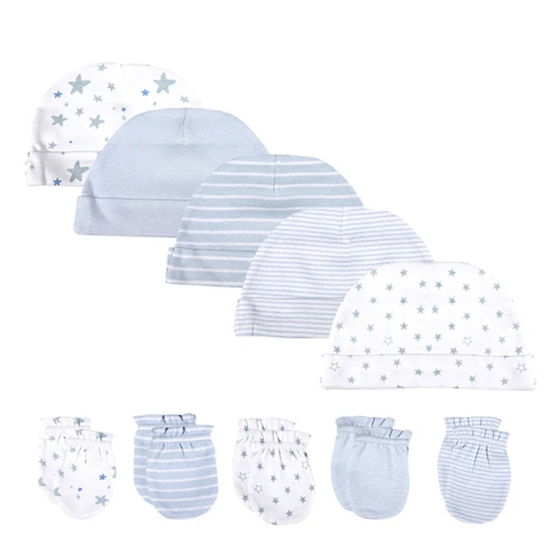 Unisex Cotton Newborn Baby Hat and Gloves Nightcap Set