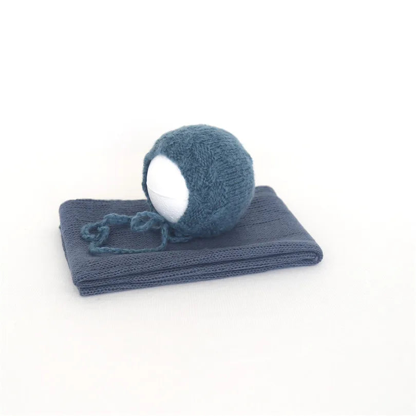 Ensemble couverture et bonnet en mohair tricoté pour nouveau-né, accessoire photo