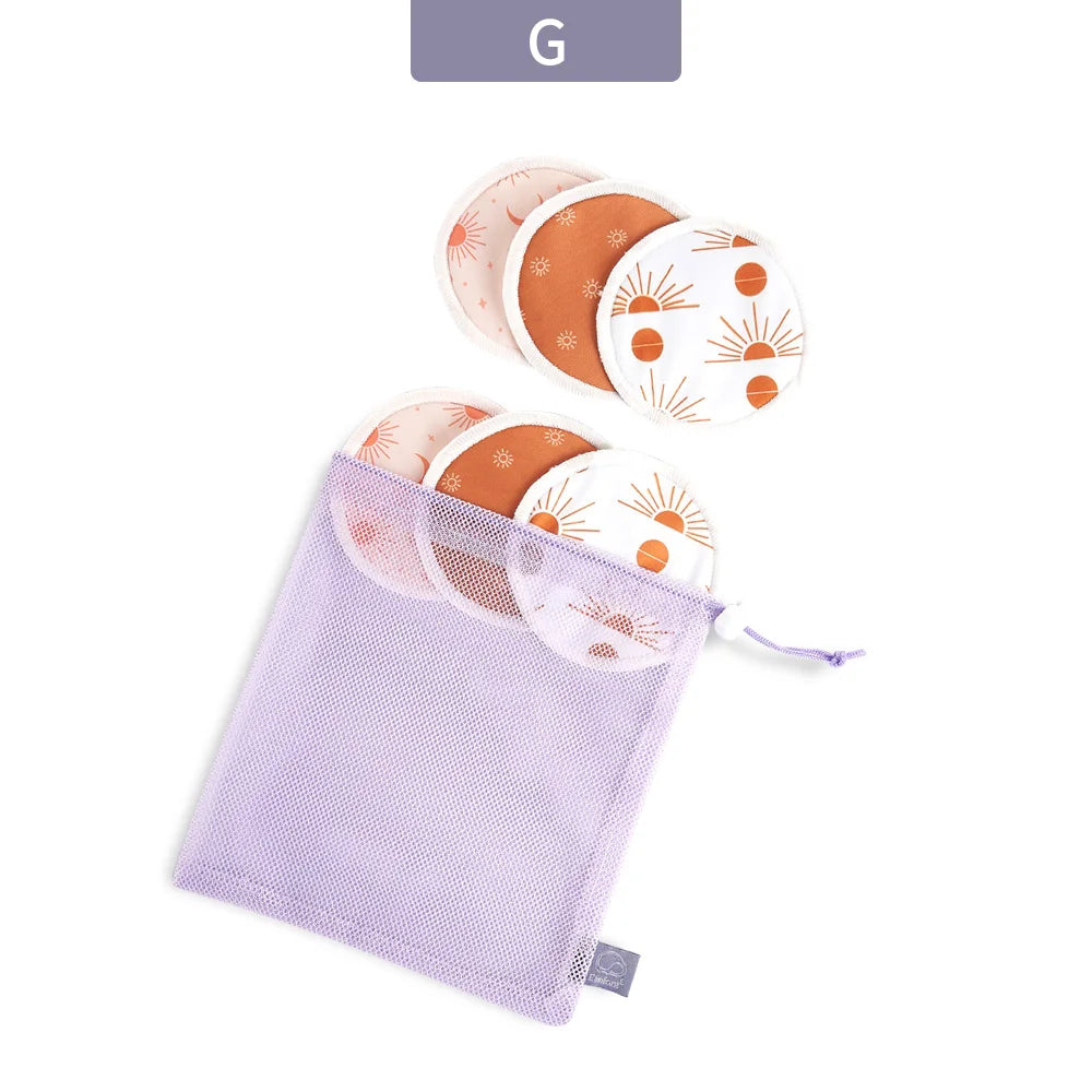 Elinfant Reusable Bamboo Breast Pads – 6pcs Washable Nursing Set with Bag