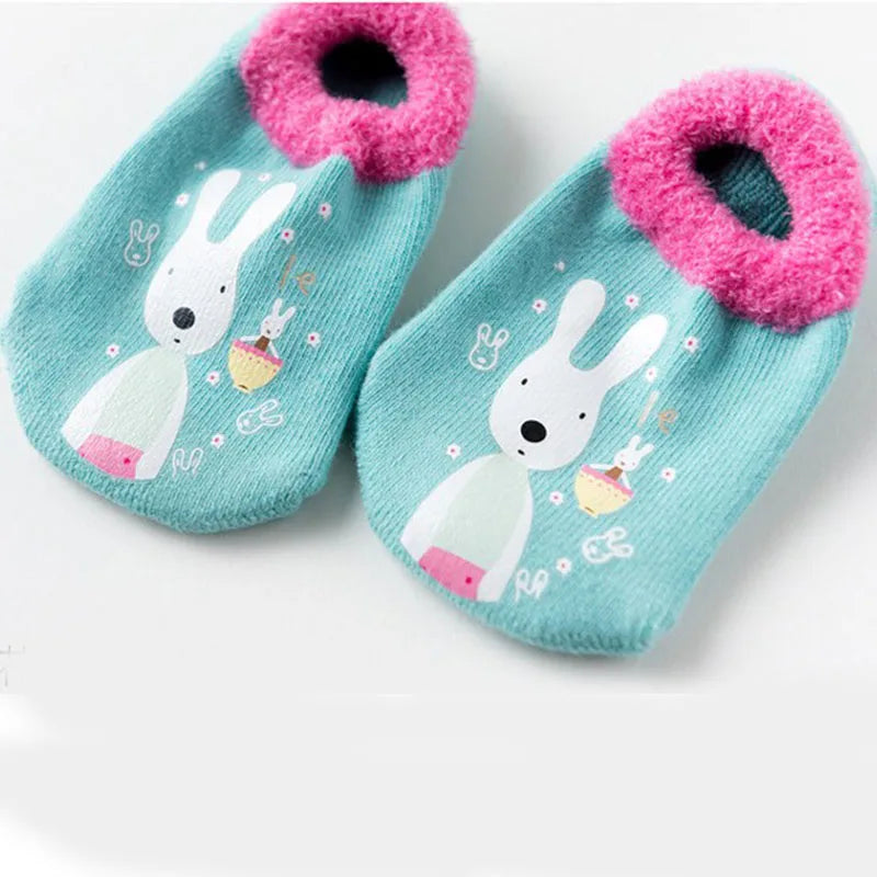 Chaussettes bébé chaudes et antidérapantes – Imprimé animal et éponge douce