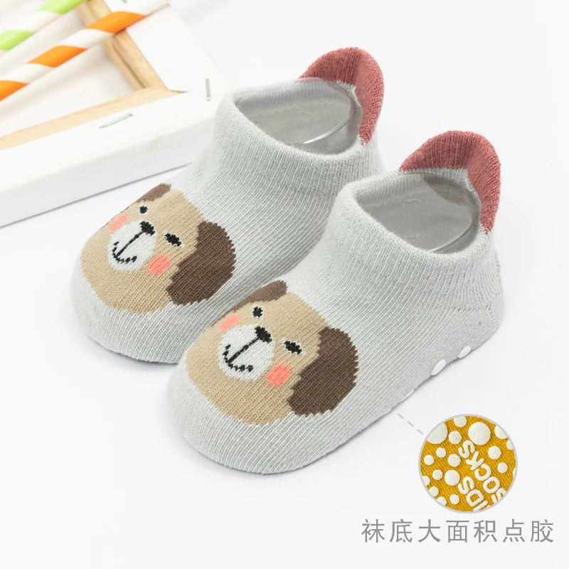 Chaussettes bébé antidérapantes mignonnes – Imprimé animal d'été