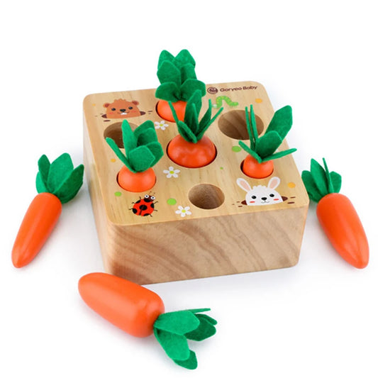 Carotte en bois Montessori – Puzzle d'association de formes et de tailles pour enfants