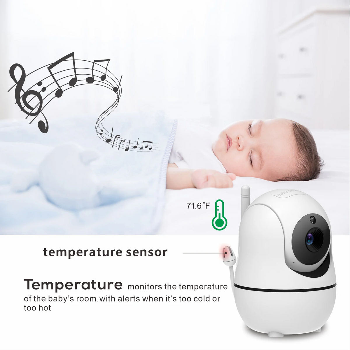 Dual Camera 5" Baby Monitor with 2-Way Audio & Zoom