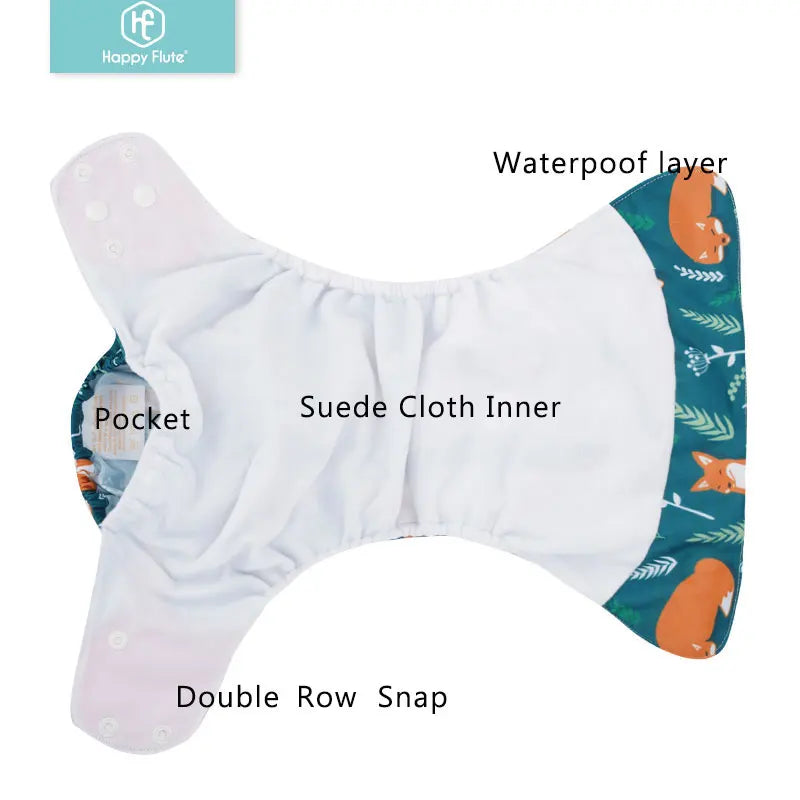 HappyFlute 4-Pack Plain Color Cloth Diapers (No Inserts)