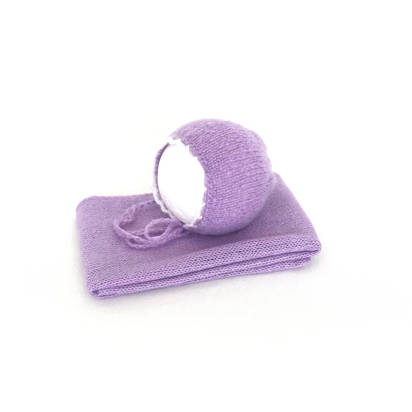 Ensemble couverture et bonnet en mohair tricoté pour nouveau-né, accessoire photo