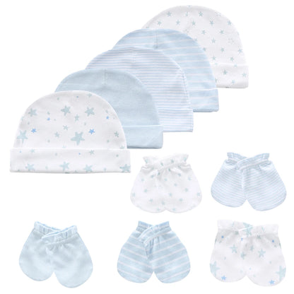 Ensemble bonnet et gants en coton pour bébé (0-6 mois)