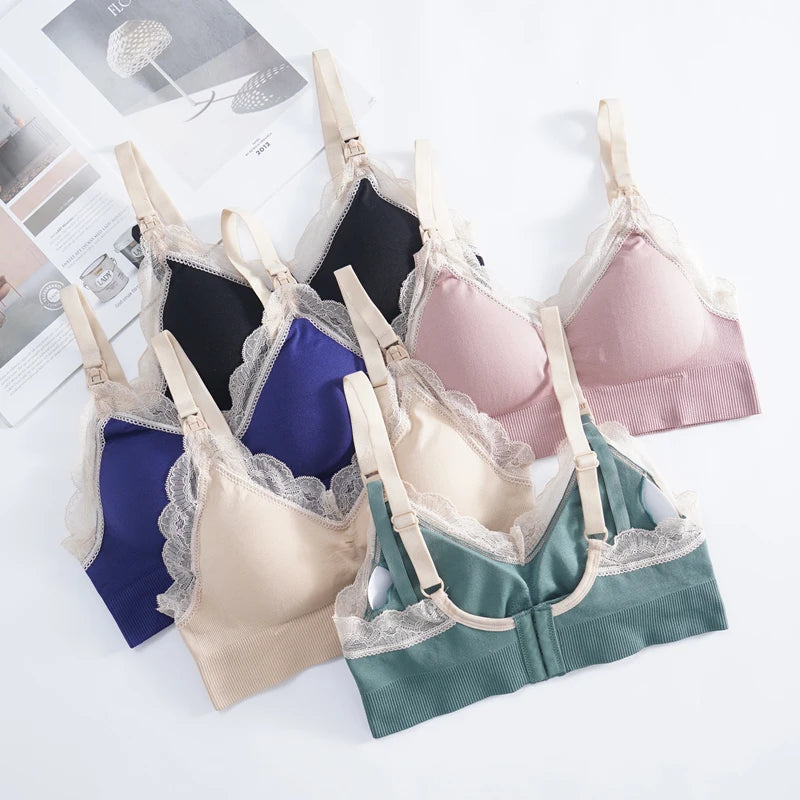 Seamless Wireless Nursing Bra – Front Open, Breathable Maternity