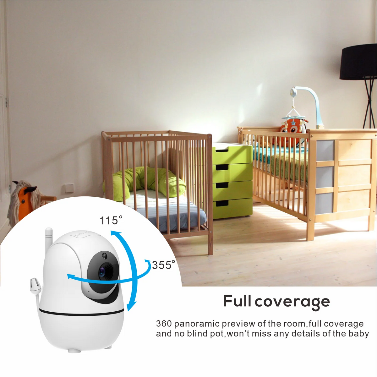 Dual Camera 5" Baby Monitor with 2-Way Audio & Zoom