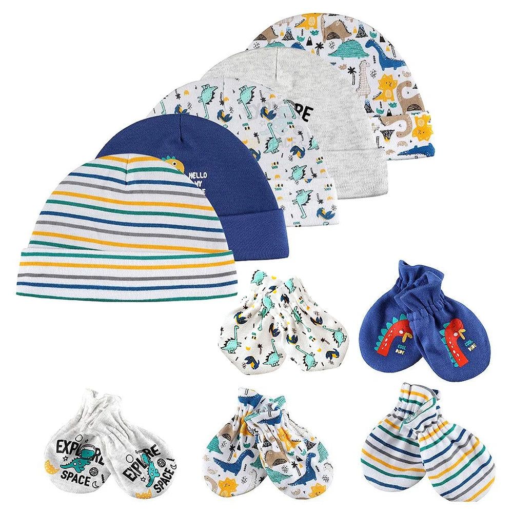 Ensemble bonnet et gants en coton pour bébé (0-6 mois)