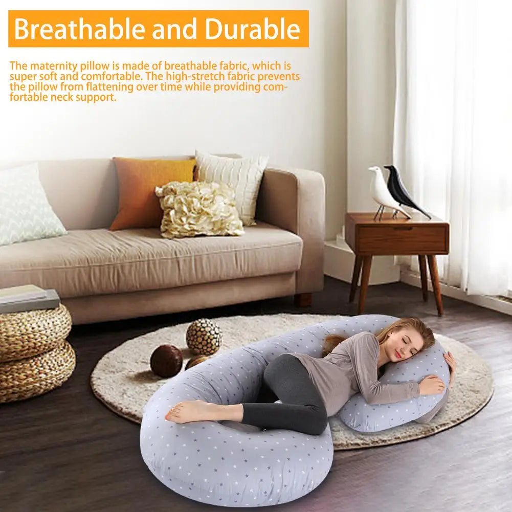 C-Shaped Full Body Pregnancy Pillow – Removable Cover & Side Sleep Support