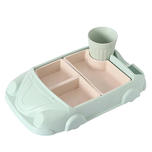 Creative Car-Shaped Kids Tableware Set – Eco Bamboo Fiber
