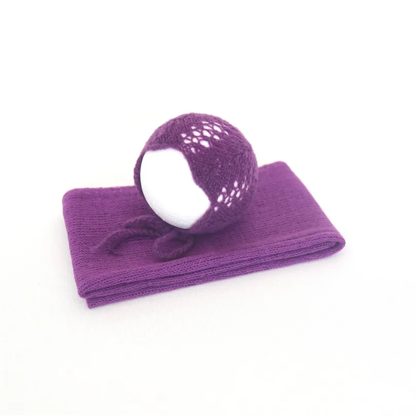 Color Dots Mohair Wrap Bonnet Set Baby Photo Prop
