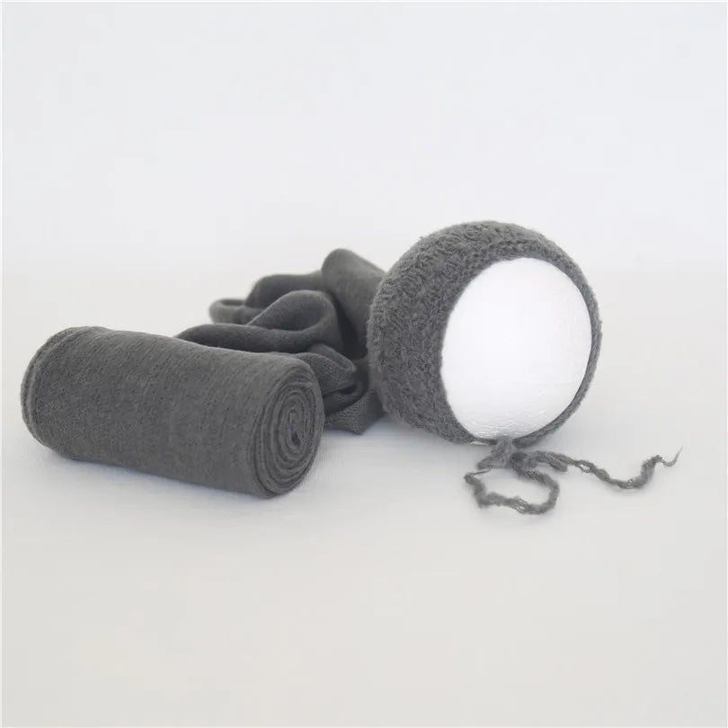 Ensemble couverture et bonnet en mohair tricoté pour nouveau-né, accessoire photo