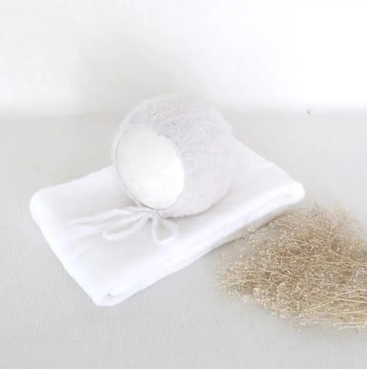 Ensemble couverture et bonnet en mohair tricoté pour nouveau-né, accessoire photo