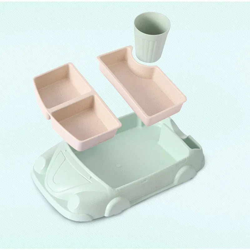 Creative Car-Shaped Kids Tableware Set – Eco Bamboo Fiber