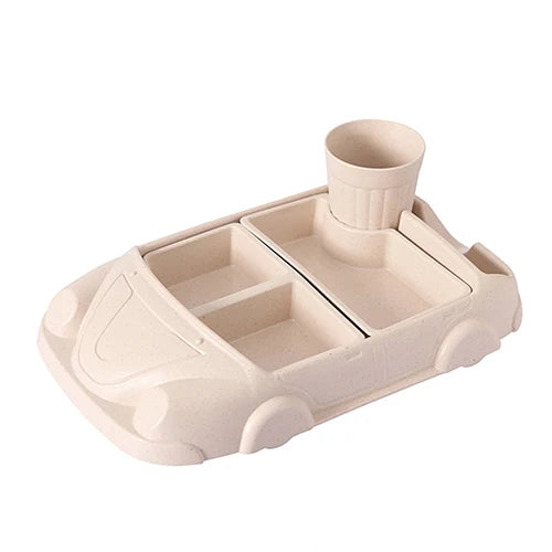 Creative Car-Shaped Kids Tableware Set – Eco Bamboo Fiber