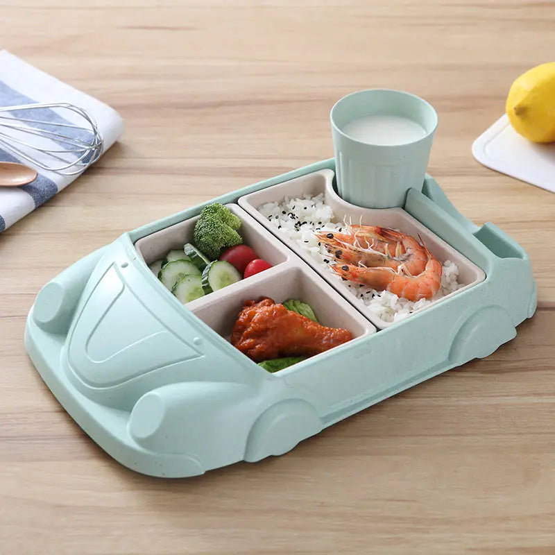 Creative Car-Shaped Kids Tableware Set – Eco Bamboo Fiber