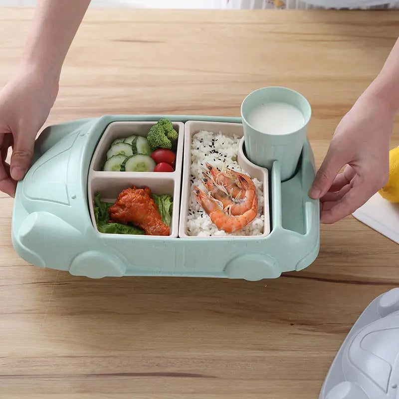 Creative Car-Shaped Kids Tableware Set – Eco Bamboo Fiber