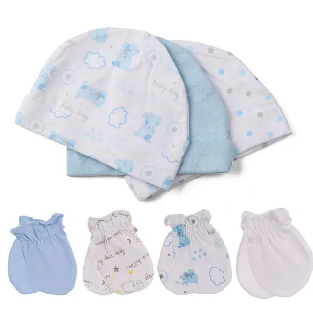 Unisex Cotton Newborn Baby Hat and Gloves Nightcap Set