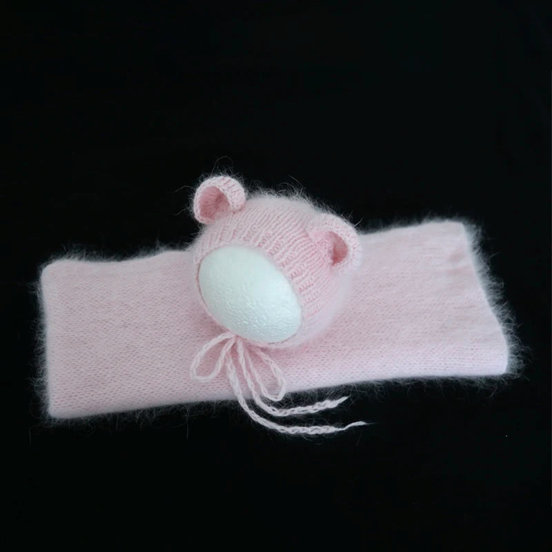 Ensemble couverture et bonnet en mohair tricoté pour nouveau-né, accessoire photo