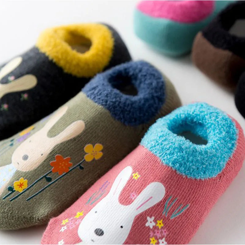 Chaussettes bébé chaudes et antidérapantes – Imprimé animal et éponge douce