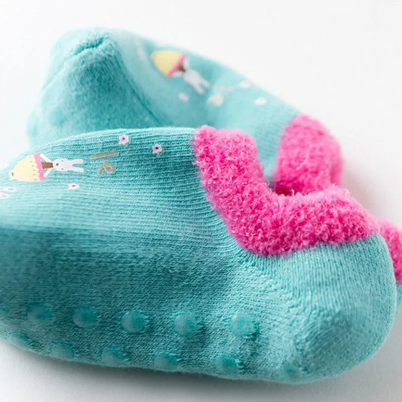 Chaussettes bébé chaudes et antidérapantes – Imprimé animal et éponge douce