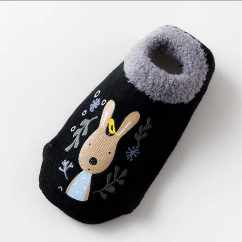 Chaussettes bébé chaudes et antidérapantes – Imprimé animal et éponge douce