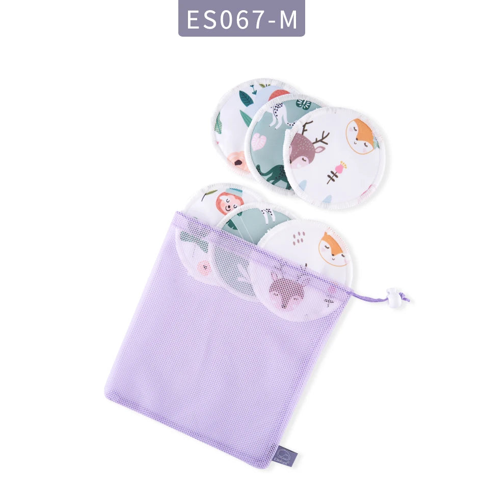 Elinfant Reusable Bamboo Breast Pads – 6pcs Washable Nursing Set with Bag