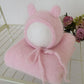 Vintage Newborn Knit Wrap and Bonnet Set for Photography Props