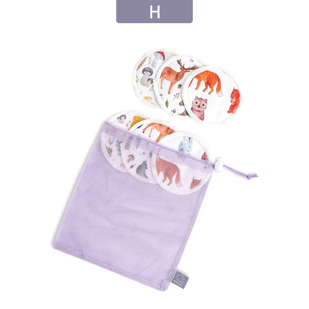 Elinfant Reusable Bamboo Breast Pads – 6pcs Washable Nursing Set with Bag