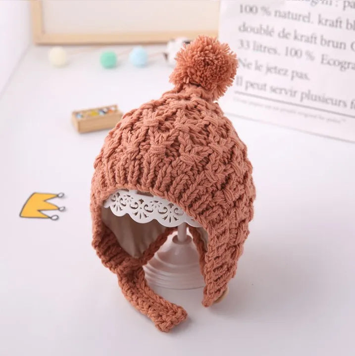 Soft Warm Solid Color Knitted Baby Hat for Boys and Girls Winter