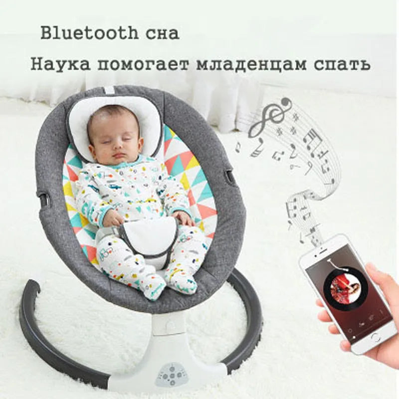 Berceau électrique Baby Shining – Balancelle Calm avec ceinture et Bluetooth