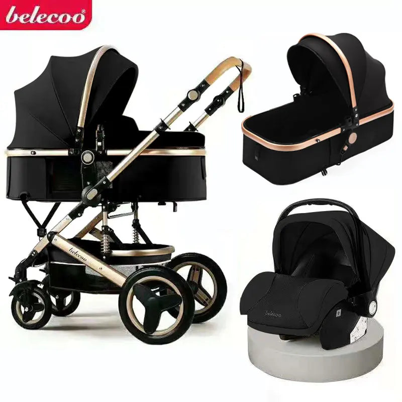 Luxurious Baby Stroller 3 in 1 Portable Travel Carriage Folding Prams